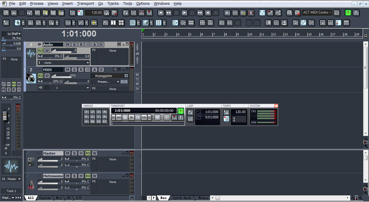 Cakewalk SONAR 8.5.3 初始界面